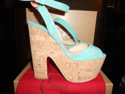 Christian Louboutin Super Dombasle Cork Platform Suede Shoes Sandals