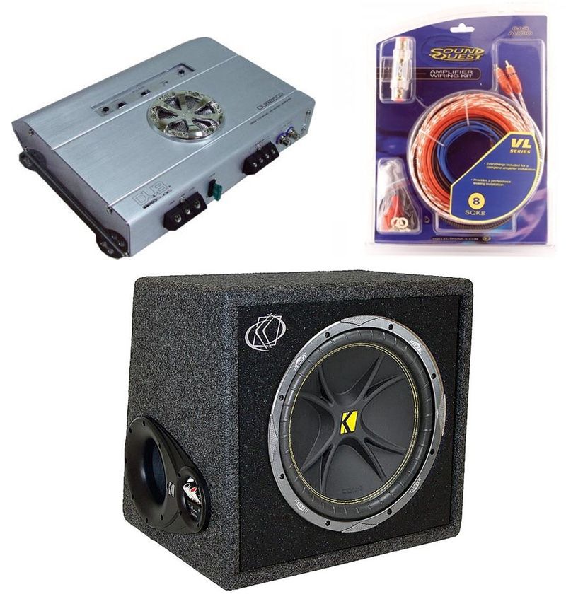 KICKER CAR STEREO SUBWOOFER SYSTEM INCLUDES VC12 BOX, DUB2502 AMP
