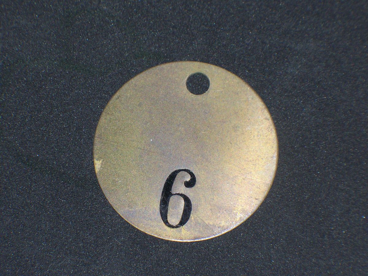 Vintage BRASS TAG 6