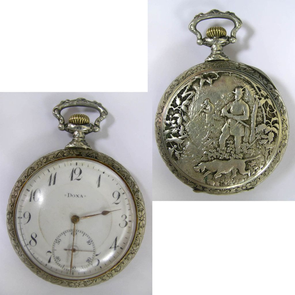 RARE Antique Pocket Watch Doxa Hunting Swiss