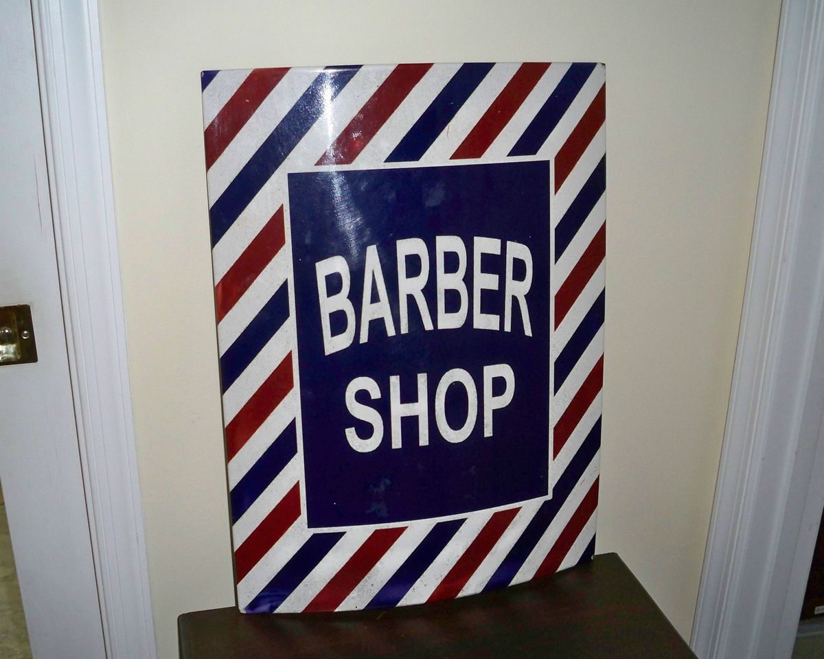 Vintage Metal Porcelain Barber Shop Sign Excellent 1950S on PopScreen