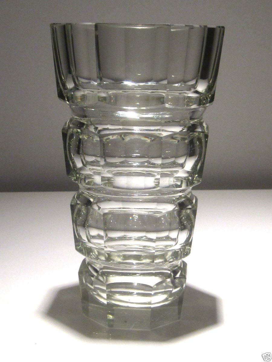   FACET CUT ART DECO GLASS VASE JOSEF HOFFMANN WIENER WERKSTATTE MOSER