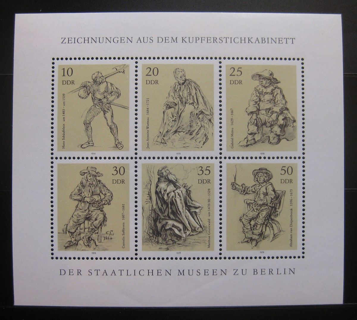 GDR GERMANY EAST 1978 ETCHINGS FROM BERLIN MUSEUMS SHEET SC# 1940a MNH