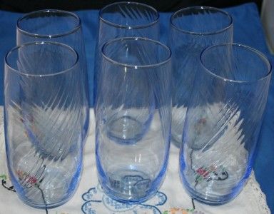 Glassware Beverage Blue Drinking Glasses Set of Six