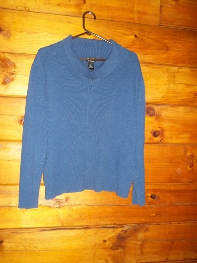 Rafaella Sz 1x Royal Blue Cotton Ribbed Mock Sweater