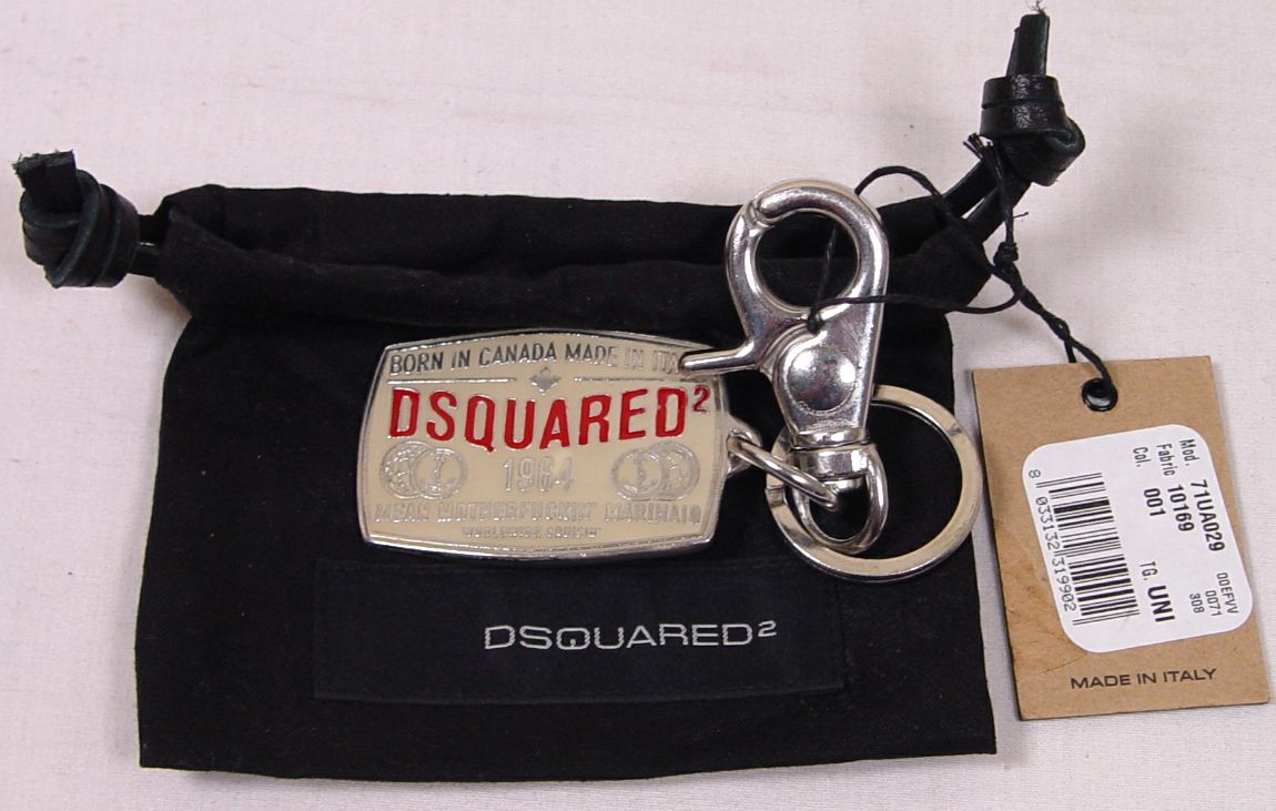 Dsquared2 Keychain $225 Khaki Nickle Logo Plate World Cruisin