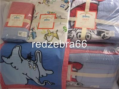  Dr Seuss Crib Quilt Bumper Skirt Sheet Deco Sham 7 PC Set New