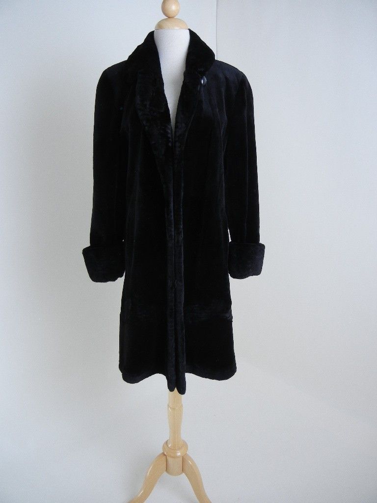Saga High Quality Luxurious Ranched Mink Black Fur Coat Medium 6 42