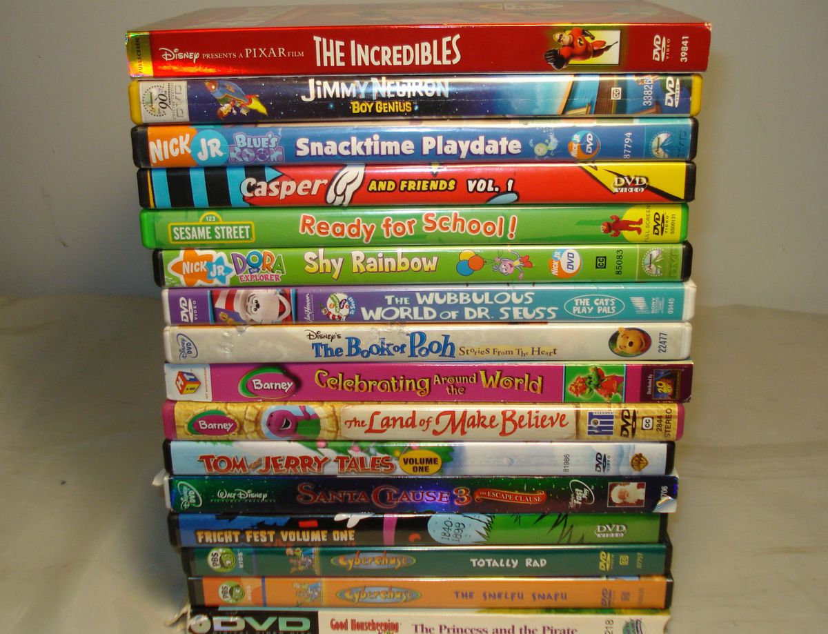 Lot of DVDS 16 Childrens incredibles barney tom jerry blues clues etc