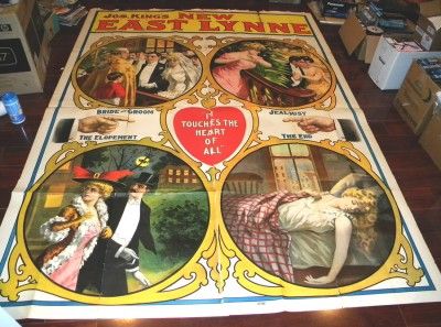 1800s theatre huge stone litho poster new east lynne