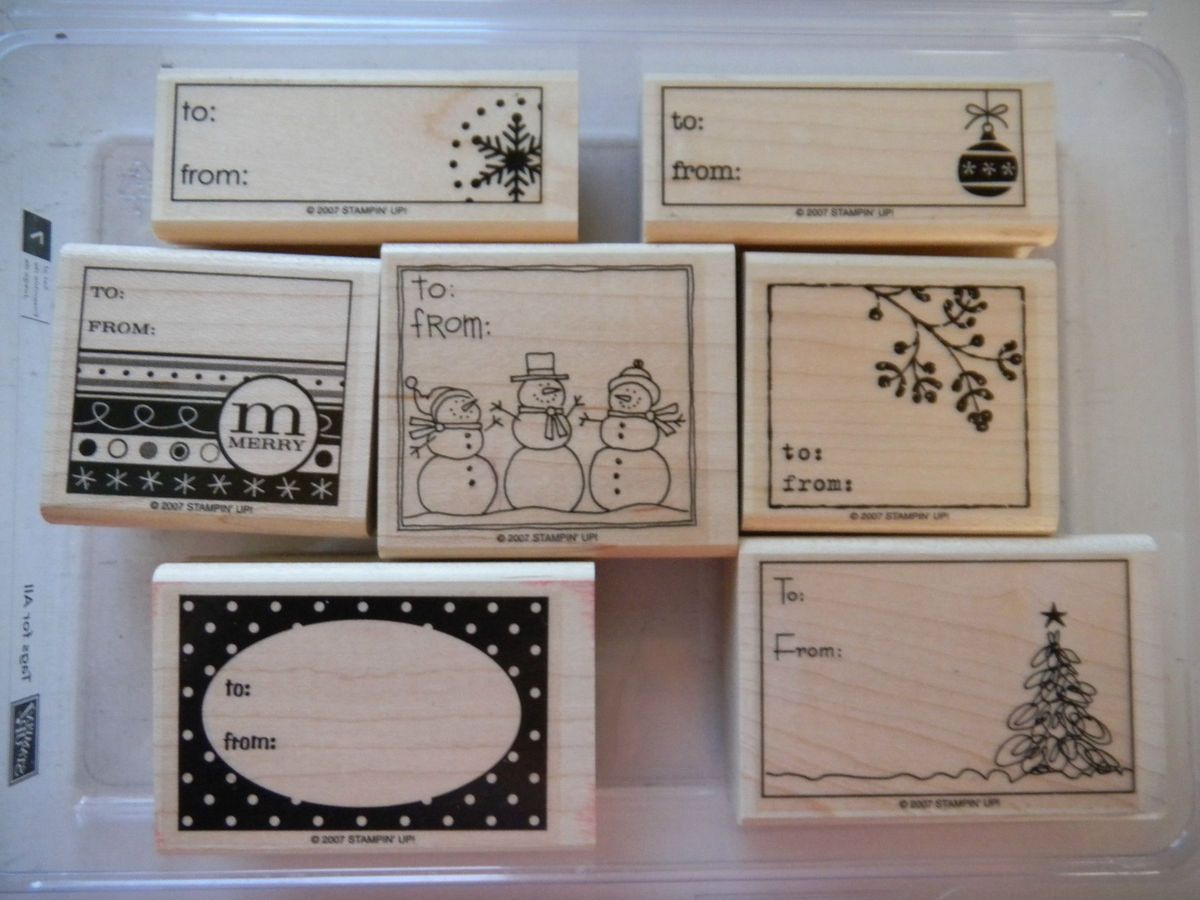 Stampin Up TAGS FOR ALL Christmas GIFT TAGS Tree Snowman Ornament