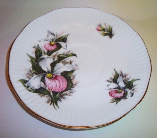 Canadian Flowers Lady Slipper Elizabethan Tea Cup and Saucer Set