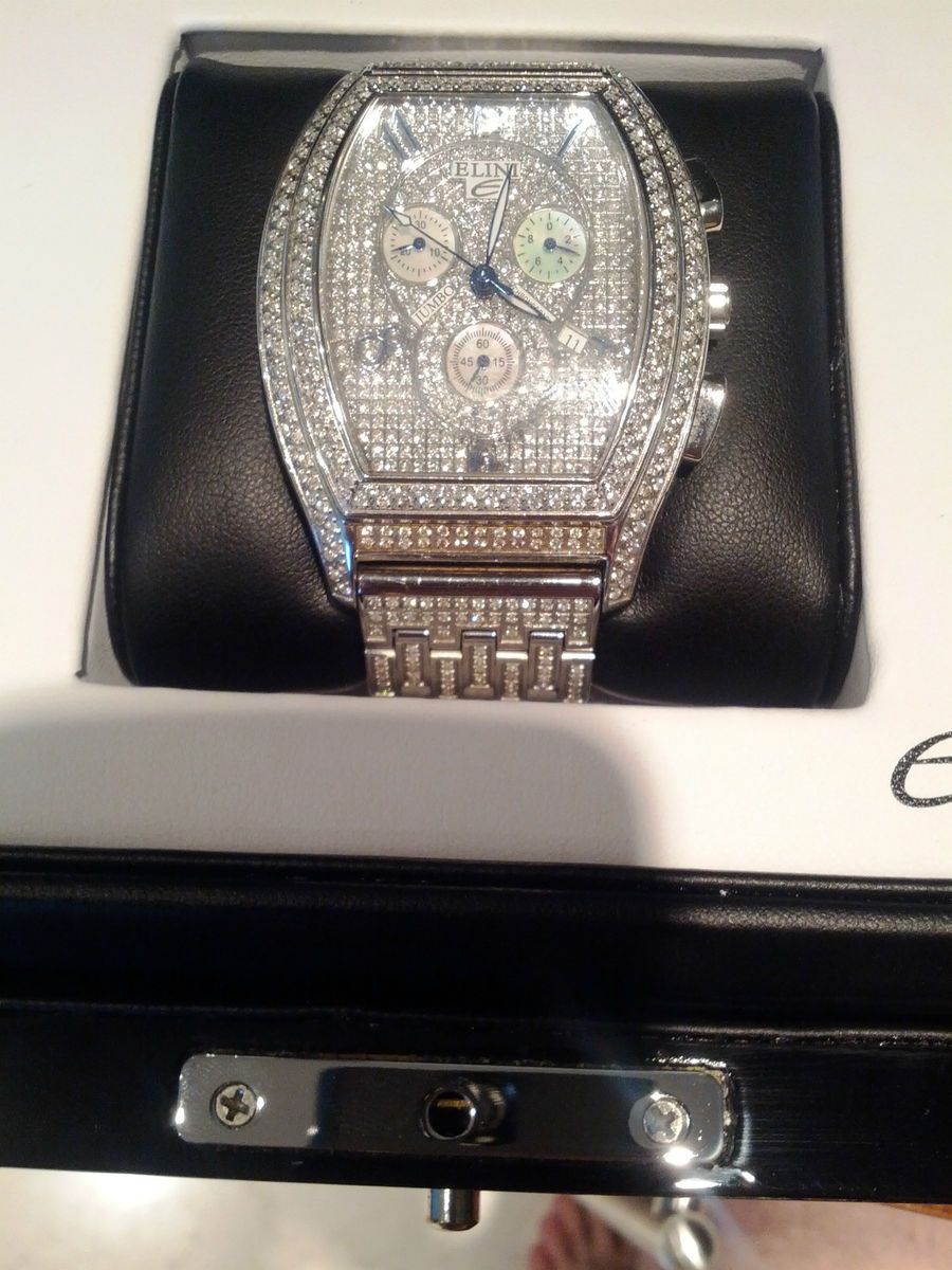ELINI Jumbo Haute Chronograph Watch with Diamonds Approx 9 00 CTW