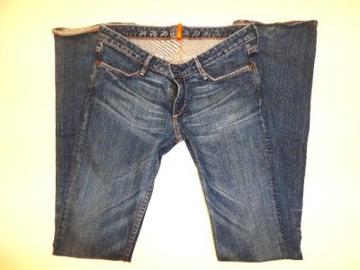 Earnest Sewn Low Rise Boot Cut Hefner Jeans Midling Blue Wash 27 x 34