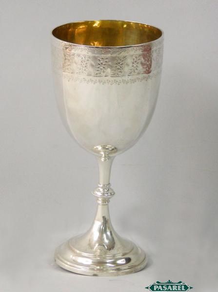 Frederick Elkington Co Sterling Silver Large Cup Goblet England 1886