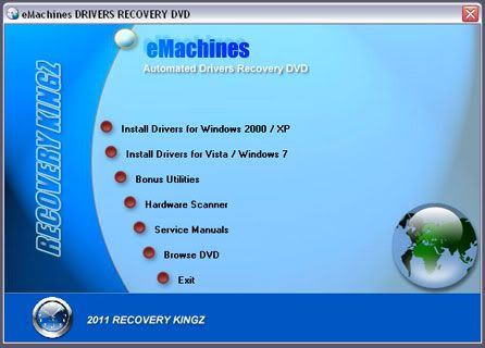 eMachines ET1831 Windows Drivers Restore Recovery Disk