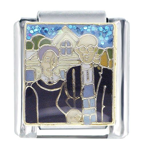 Pugster 9mm X2 Italian Charm American Gothic Painting Y75