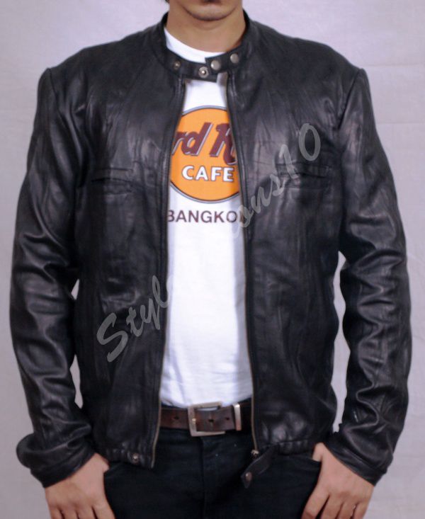 Oblow 17 Again Zac Efron Wrinkled Washed Real Leather Jacket