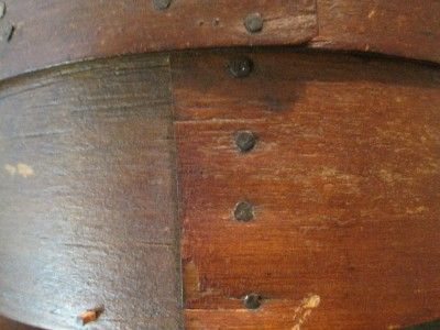 Primitive PANTRY BOX W/ OLD COPPER NAILS Antique firkin shaker