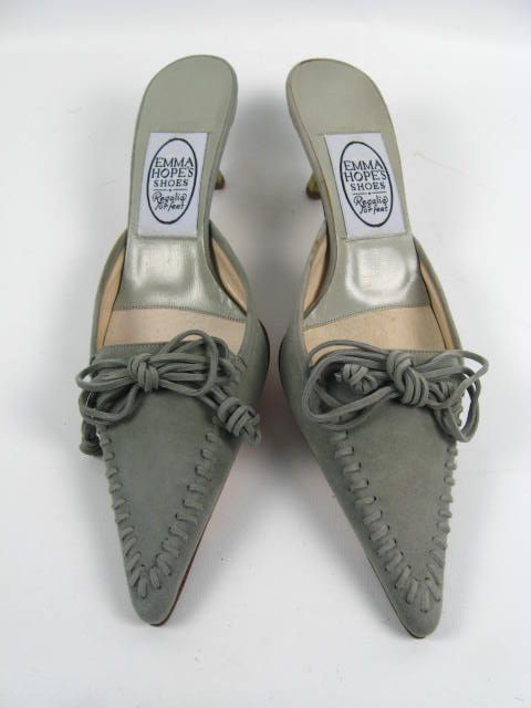 Emma Hopes Shoes Dusty Sage Suede Mules 6 $600