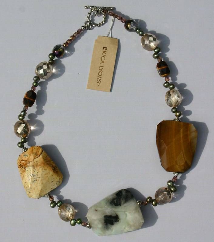 Erica Lyons Necklace Stone Tiger Eye Quartz River Semi