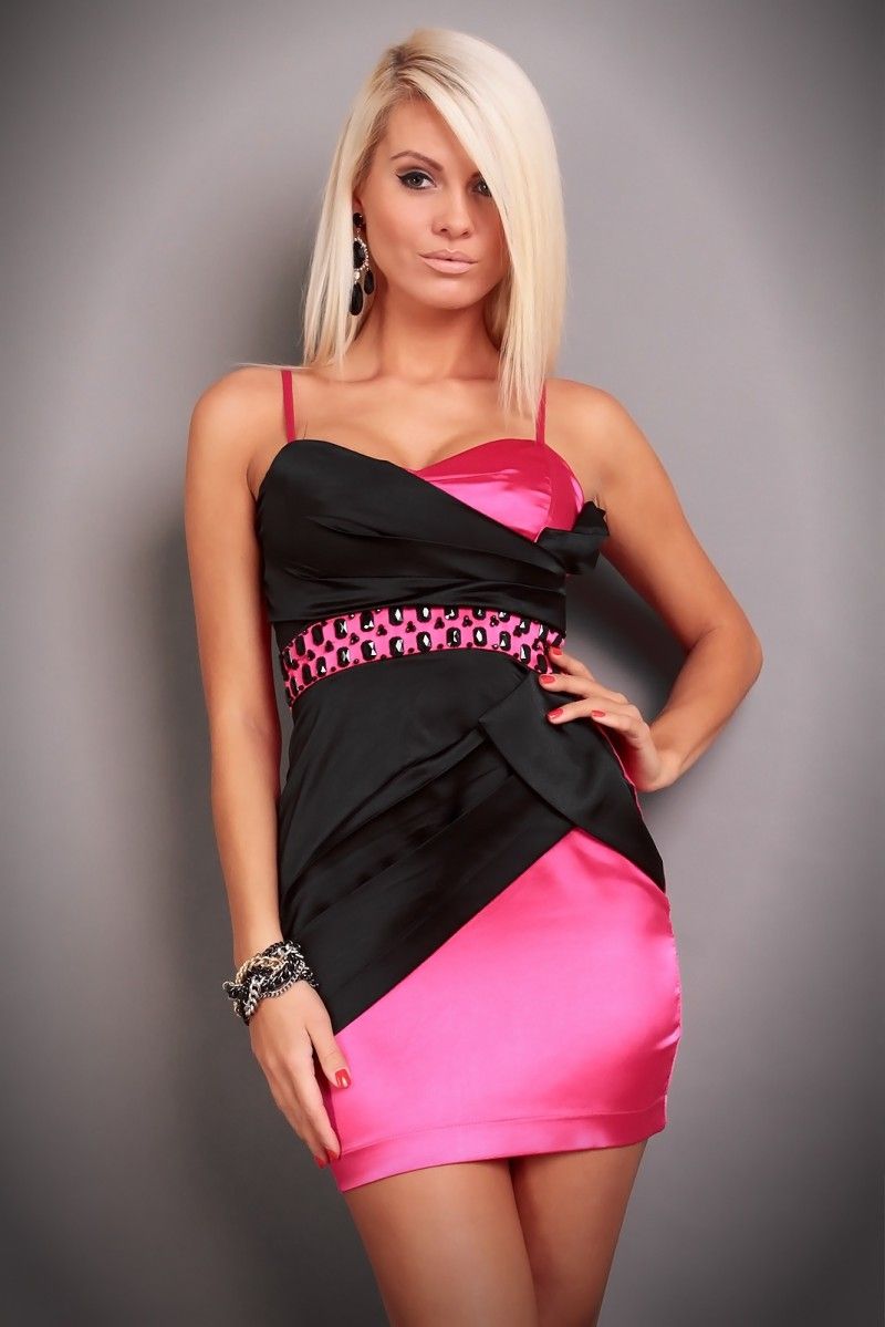 New Mini Dress Womens Ladies Sexy Party Evening Dresses Pink Black