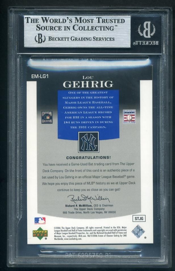 2006 Upper Deck Epic Materials Lou Gehrig Game Used Bat Relic 03 10
