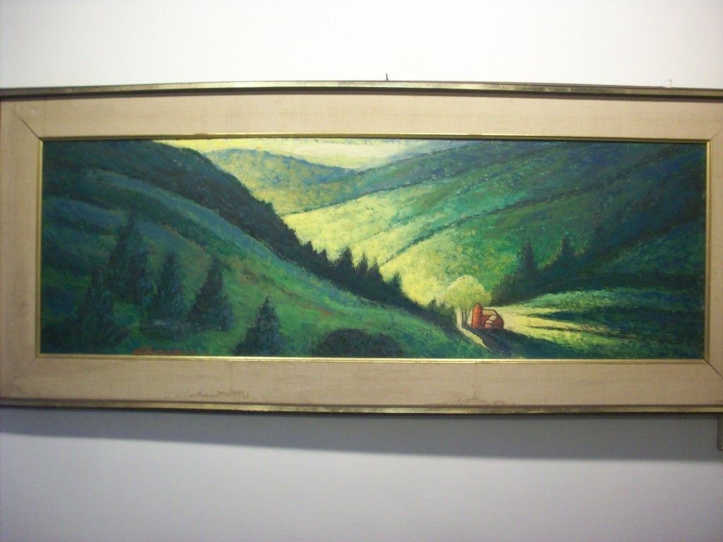 Laurence Edwardson Oil Masonite Plymouth Notch VT 1964 Larry Edwarson