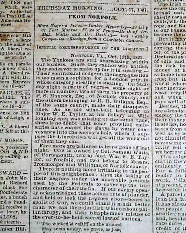 Confederate Newspaper Battle of Santa Rosa Island Florida 1861 Civil