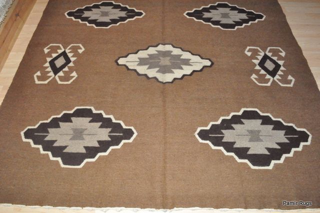 10 Wool Handmade Kilim Navajo design hand woven camel, tan