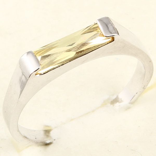 3x10mm Emerald Cut Yellow Sapphire 3 Ring