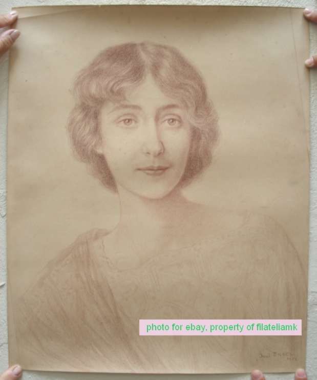 Jose Engel Pencil Over Cardboard & Signature 1913