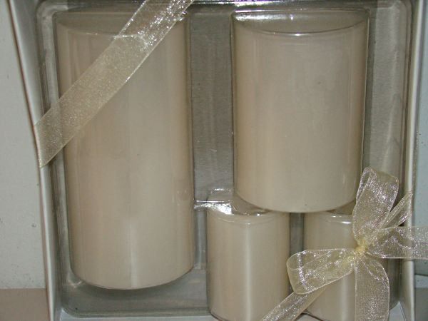 Everlasting Glow Flameless White Pillar Candles Mixed Sizes NEW