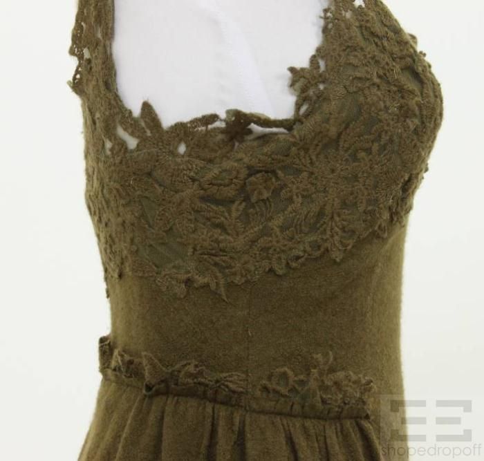 Ermanno Scervino Army Green Cashmere Lace Dress Size 42 New $2160