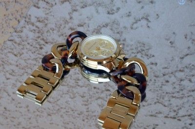 Michael Kors Faux Tortoise Twisted Bracelet Chronograph Watch MK4222