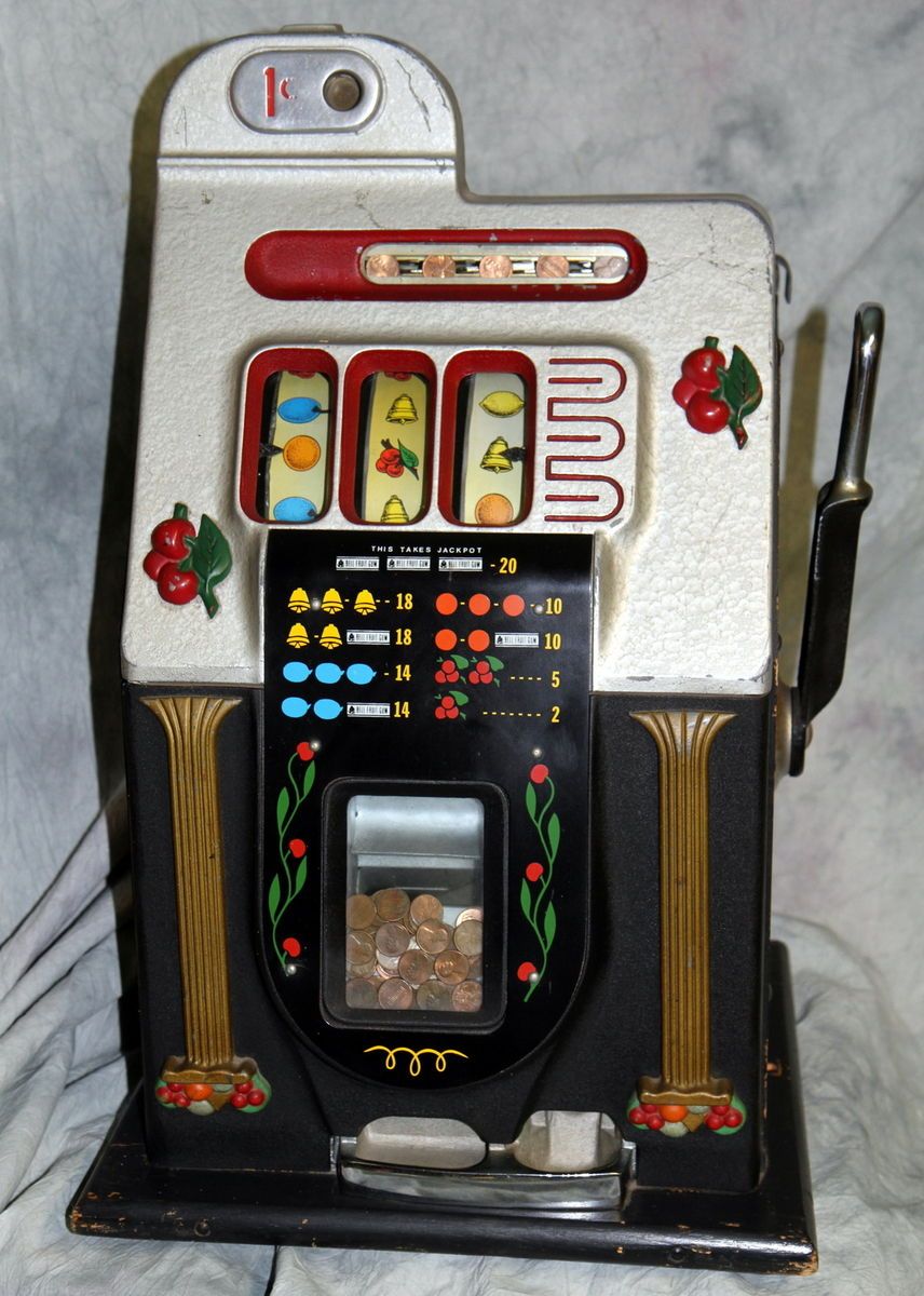 Antique 1946 Mills Golden Falls 1 cent Penny Slot Machine Casino