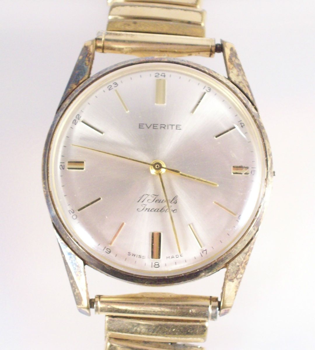 Vintage Everite Gold Plated Mens Wristwatch 17j Incabloc Swiss 971519