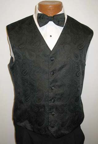 Black Philip Stuart Paisley Tuxedo Fullback Vest L L