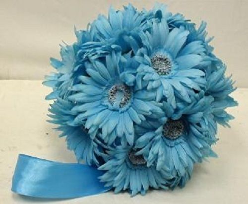 in Gerbera Daisy Kissing Ball Turquoise Aqua Daisies Silk Flowers