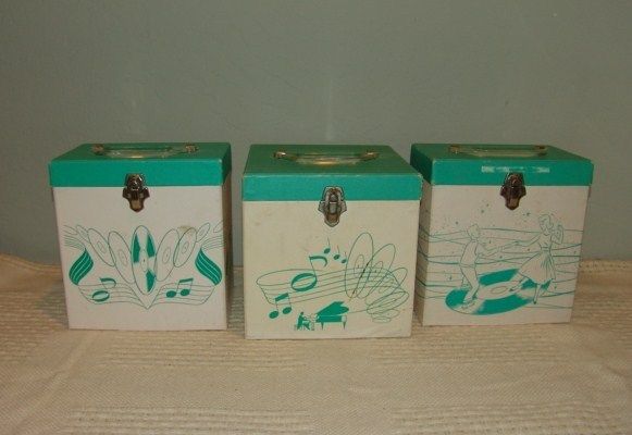 Vintage 1950s Amfile Platter Pak 45 RPM Record File Boxes Cases