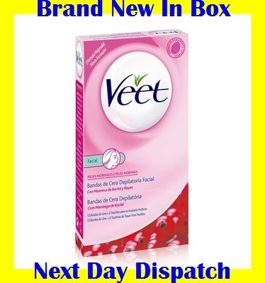 Veet Facial Wax Strips Normal Skin Hair Remover Removal Ready to Use