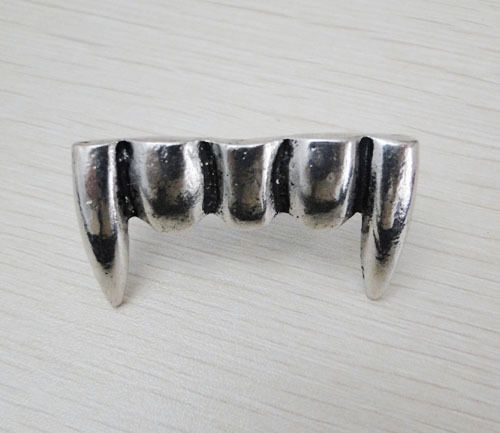 Retro Punk Vampire Fangs Teeth Double Finger Ring JR133 Silver on Sale