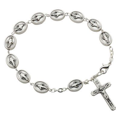 Miraculous St. Medal Bead Rosary Charm Bracelet Christian Patron Saint