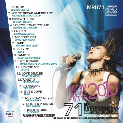 Mr Entertainer MRH71 Chart Karaoke Hits 2010 CDG Disc