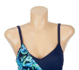 Fit 4 U Long Torso Reflections Surplice Swimsuit Sz 18W