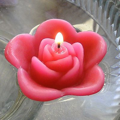 12 Hot Pink Floating Rose Wedding Candles for Table Centerpiece