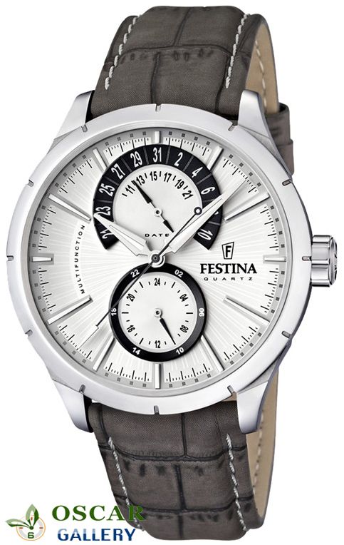 Festina Retro F16573 2 Leather Band Mens Watch New 2 Years Warranty