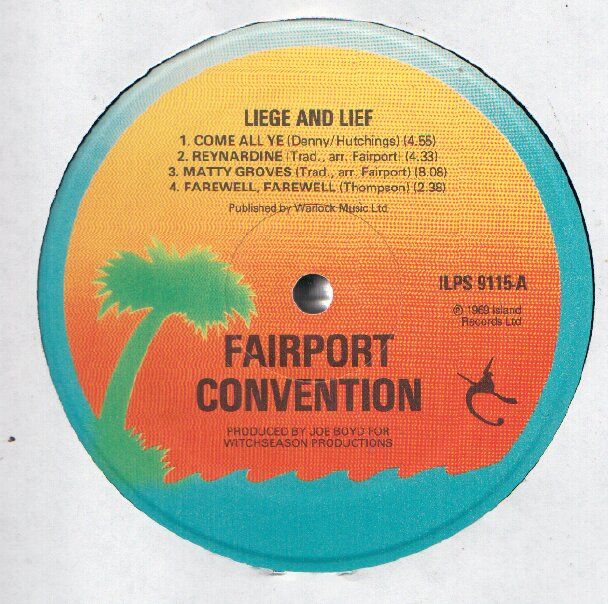 Fairport Convention Liege Lief LP VG NM UK Island