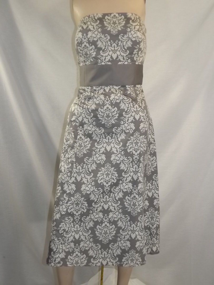 Ann Taylor Gray White Strapless Sundress Size 10