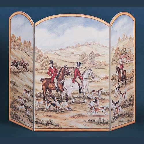 Decorative Fireplace Screen with Hunt Scene Design